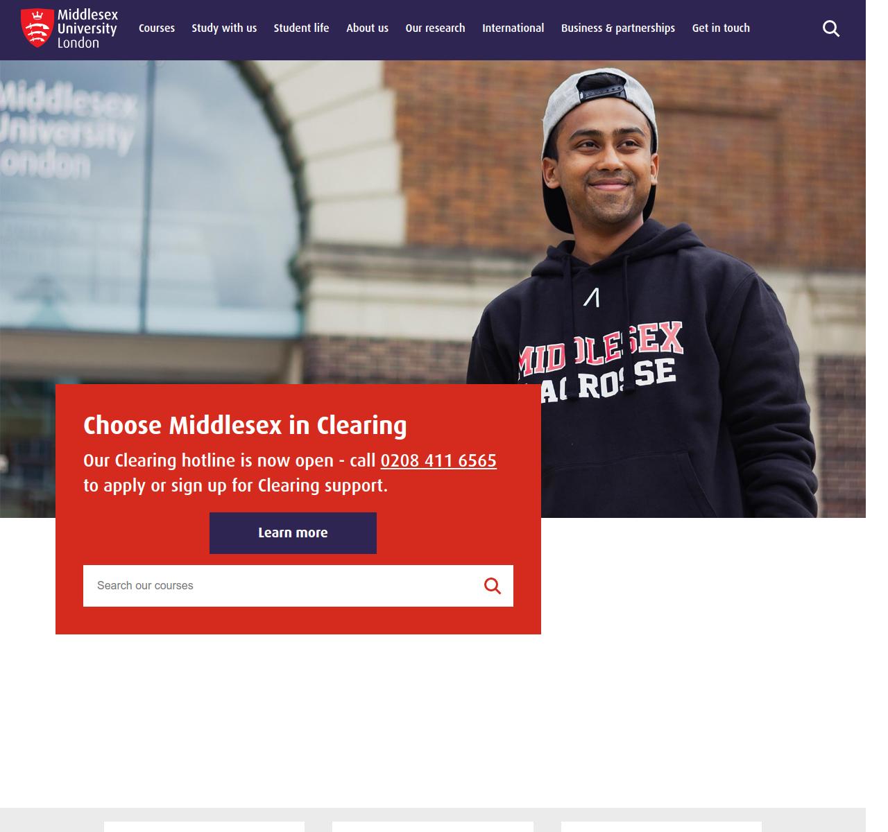MDX university homepage